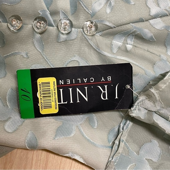 J.R. Nite by Caliendo Blue Green V Neck Evening Blouse Size 10 NWT - Picture 6 of 6